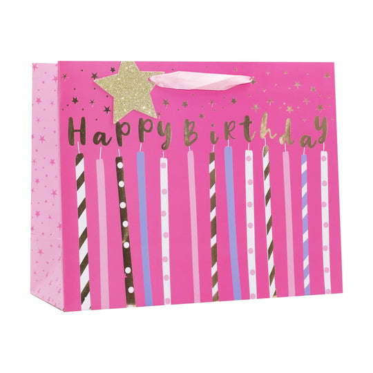 PINK CANDLE SHOPPER LARGE GIFT BAG