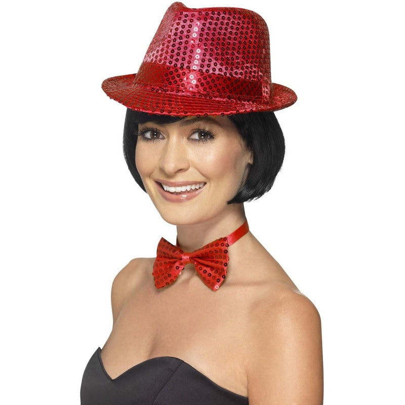 SEQUIN TRILBY HAT - RED-1920-Partica Party