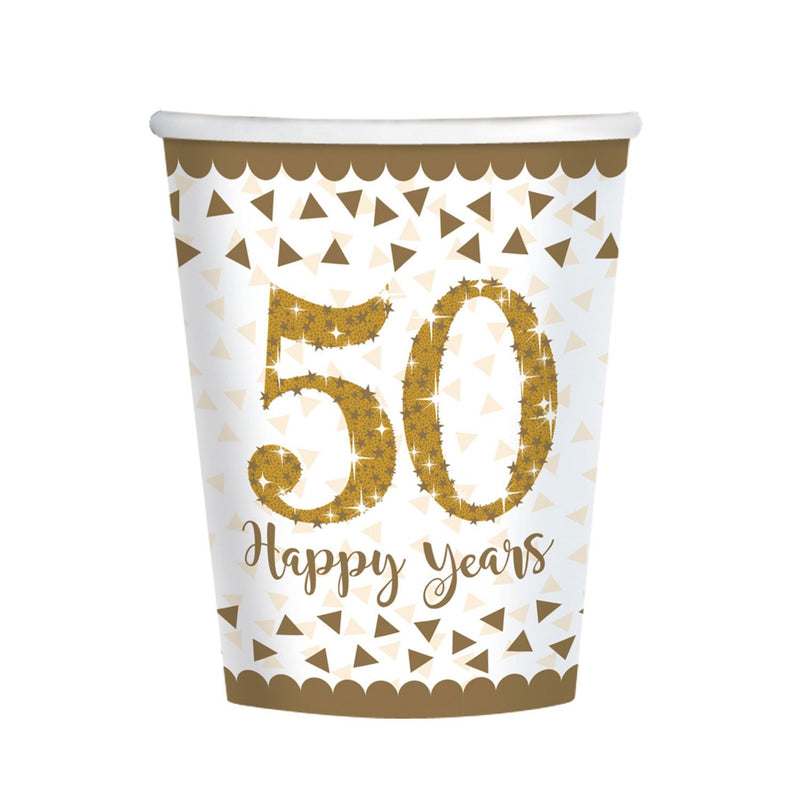 SPARKLING GOLD ANNIVERSARY - PAPER CUPS-Paper Cups-Partica Party