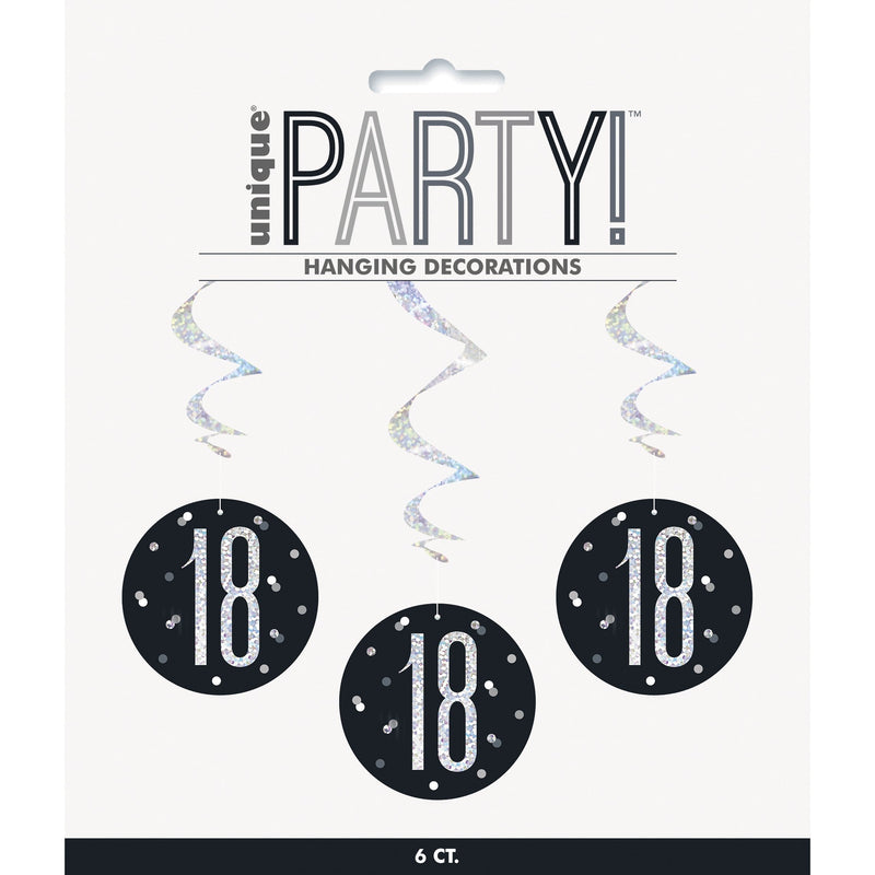 SWIRL DECORATIONS - 18 - BLACK GLITZ-Swirl Decorations-Partica Party