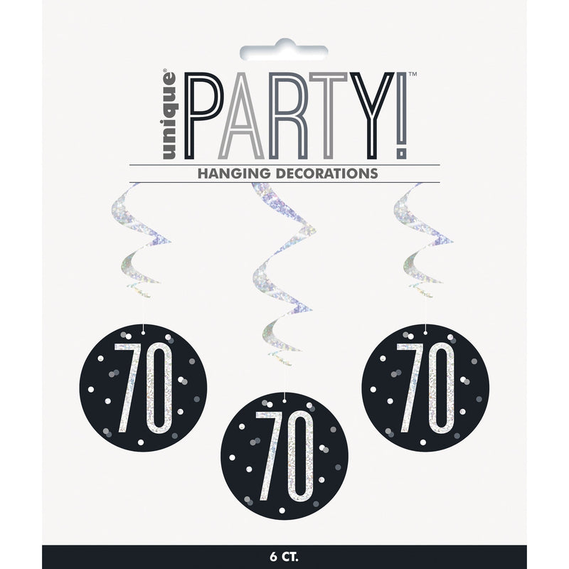 SWIRL DECORATIONS - 70 - BLACK GLITZ-Swirl Decorations-Partica Party