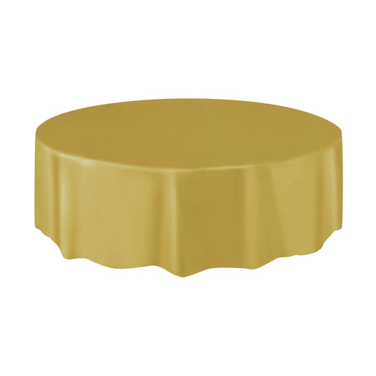TABLECOVER - GOLD - PLASTIC ROUND