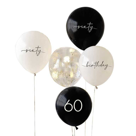 12" LATEX - 60th BIRTHDAY - CHAMPAGNE NOIR