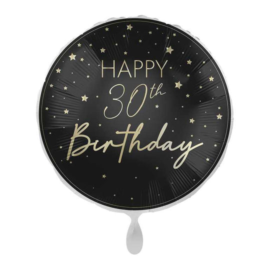 18" FOIL - HAPPY 30th BIRTHDAY - BLACK & GOLD