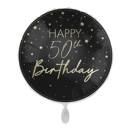 18" FOIL - HAPPY 50th BIRTHDAY - BLACK & GOLD
