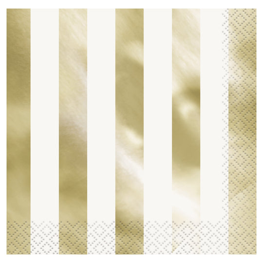 NAPKINS - METALLIC GOLD / WHITE - PACK OF 16