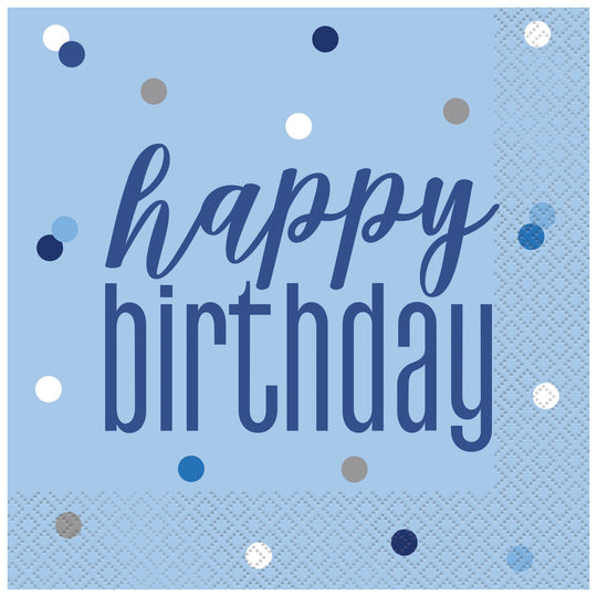 NAPKINS - BLUE & SILVER BIRTHDAY - PACK OF 16