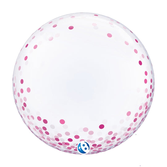 24" DECO BUBBLE - PINK CONFETTI DOTS