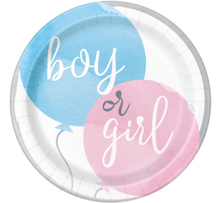 PAPER PLATES - GENDER REVEAL - PACK OF 8