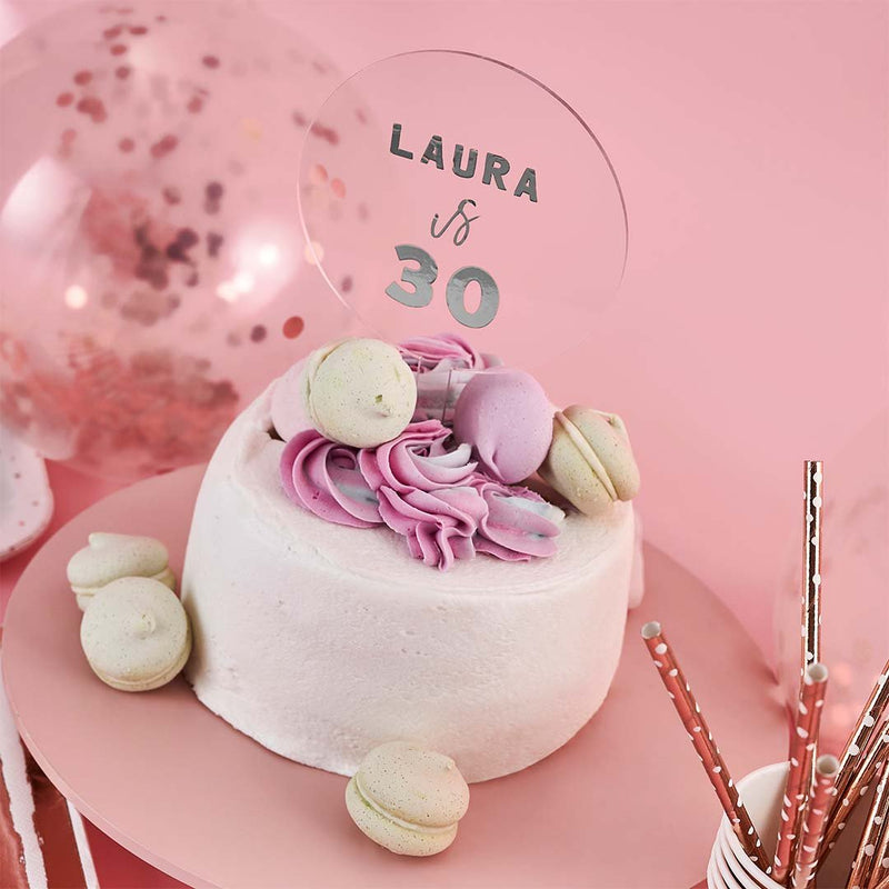 CAKE TOPPER - CUSTOMISABLE - SILVER