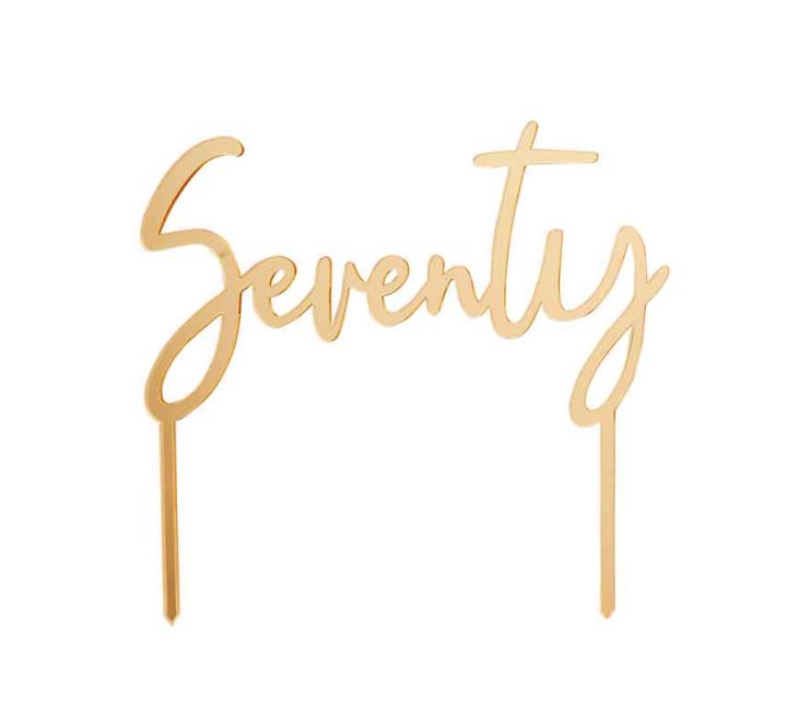 CAKE TOPPER - SEVENTY - GOLD ACRYLIC