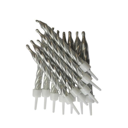 CANDLE - METALLIC SILVER - PACK OF 12