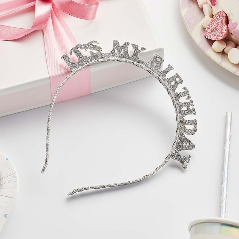 HEADBAND - IT'S MY BIRTHDAY - SILVER GLITTER
