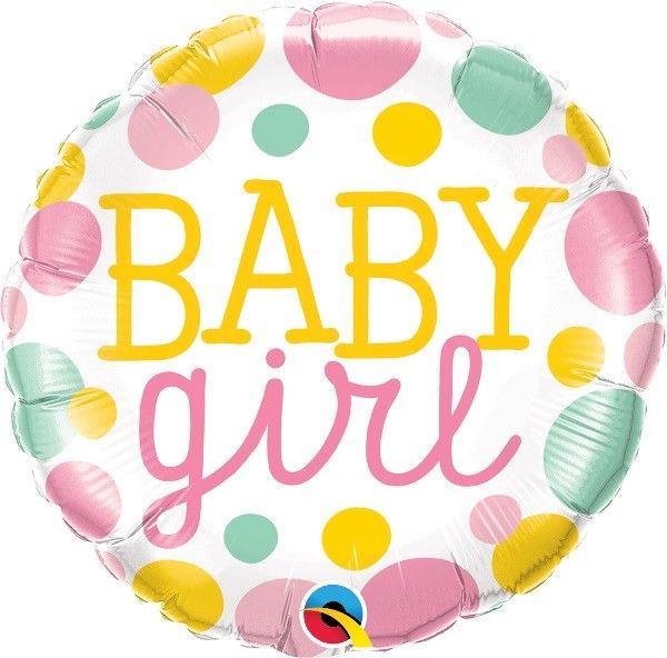 18" FOIL - BABY GIRL - COLOURFUL DOTS