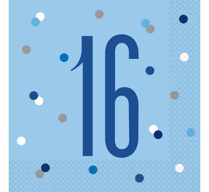 NAPKINS - 16th BLUE - PACK OF 16