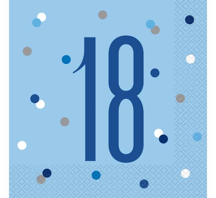 NAPKINS - 18th BLUE - PACK OF 16