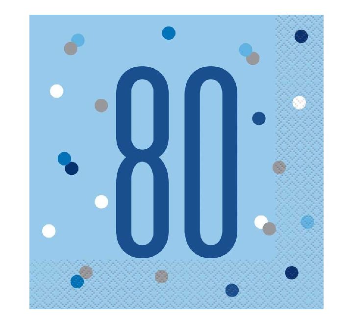 NAPKINS - 80th BLUE - PACK OF 16