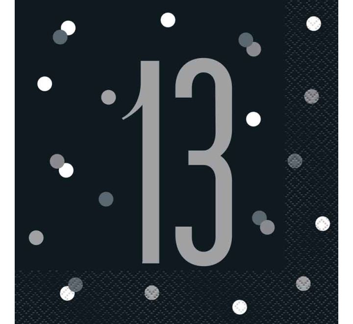 NAPKINS - 13th BLACK - PACK OF 16