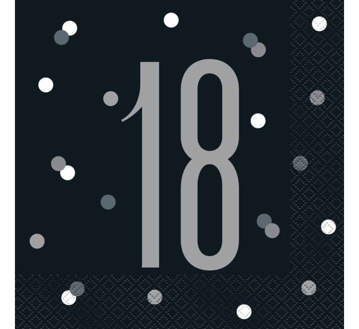 NAPKINS - 18th BLACK - PACK OF 16