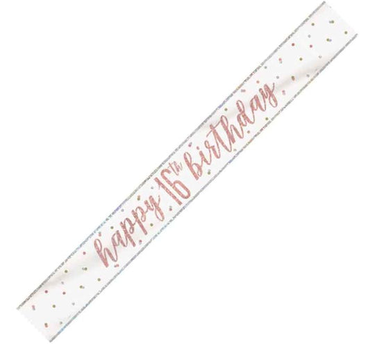 BANNER - HAPPY 16th BIRTHDAY - ROSE GOLD