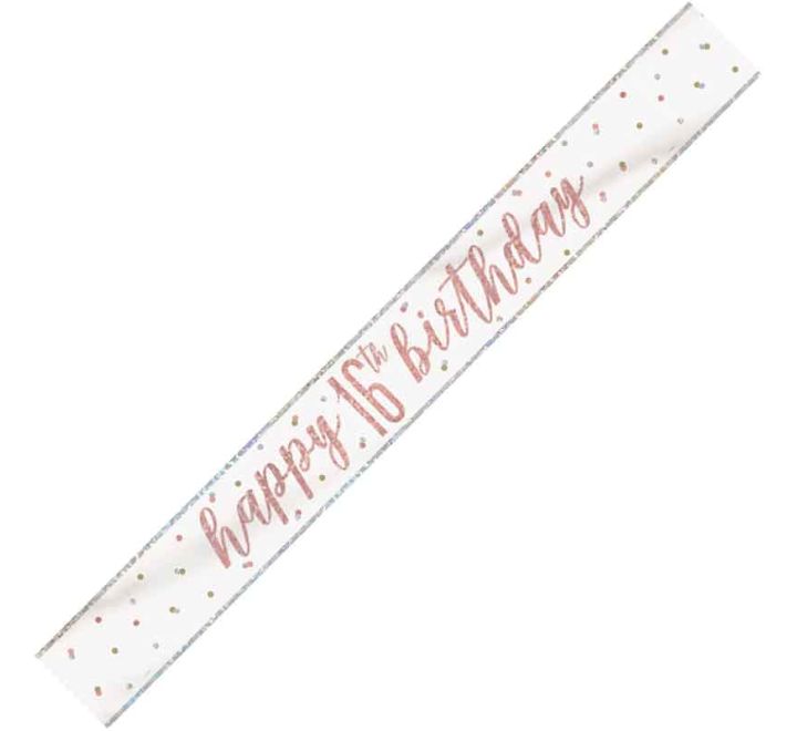 BANNER - HAPPY 16th BIRTHDAY - ROSE GOLD