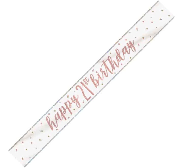 BANNER - HAPPY 21st BIRTHDAY - ROSE GOLD