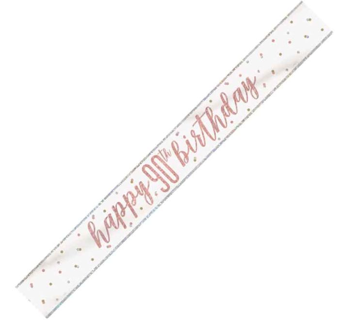 BANNER - HAPPY 90th BIRTHDAY - ROSE GOLD – Partica