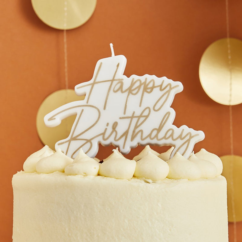 CANDLE - HAPPY BIRTHDAY -  GOLD