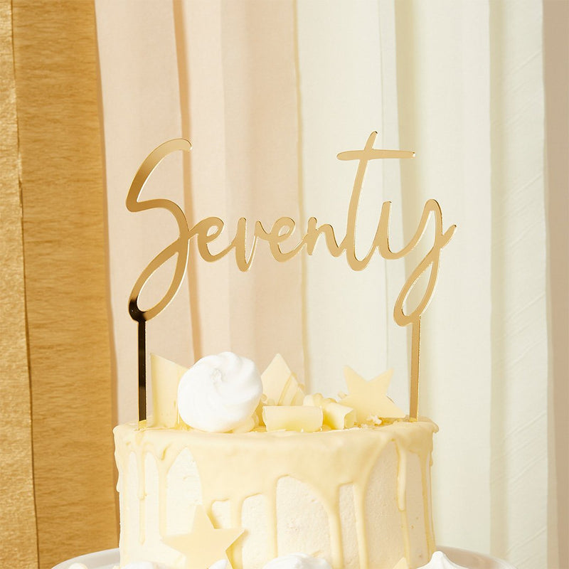 CAKE TOPPER - SEVENTY - GOLD ACRYLIC
