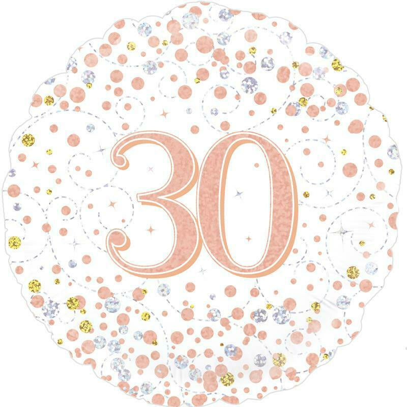 18" FOIL  - AGE 30 - ROSE GOLD SPARKLING FIZZ