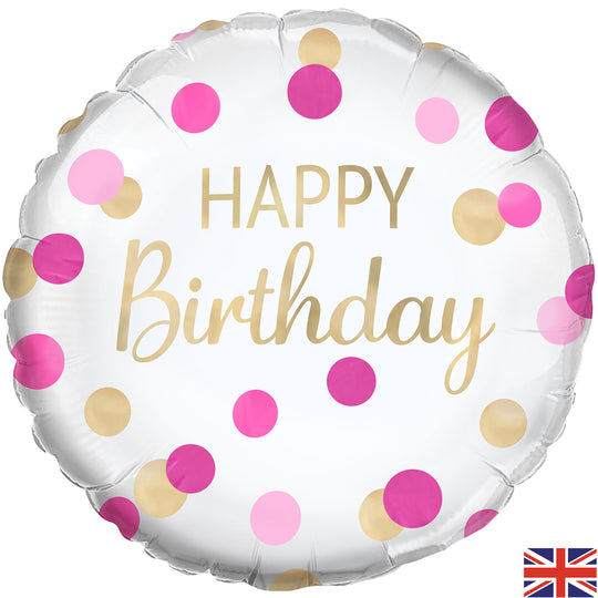 18" FOIL - PINK & GOLD CONFETTI BIRTHDAY