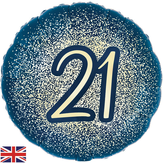 18" FOIL - 21st GLITTER BIRTHDAY - NAVY GOLD