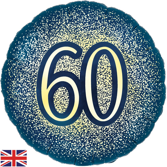 18" FOIL - 60th GLITTER BIRTHDAY - NAVY GOLD