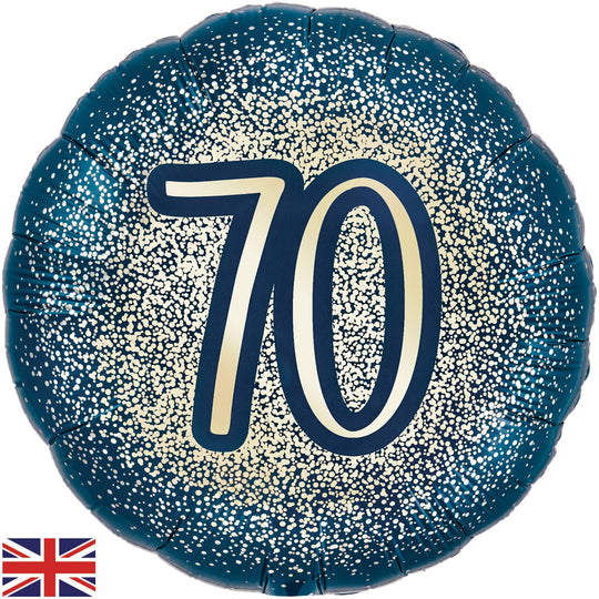 18" FOIL - 70th GLITTER BIRTHDAY - NAVY GOLD