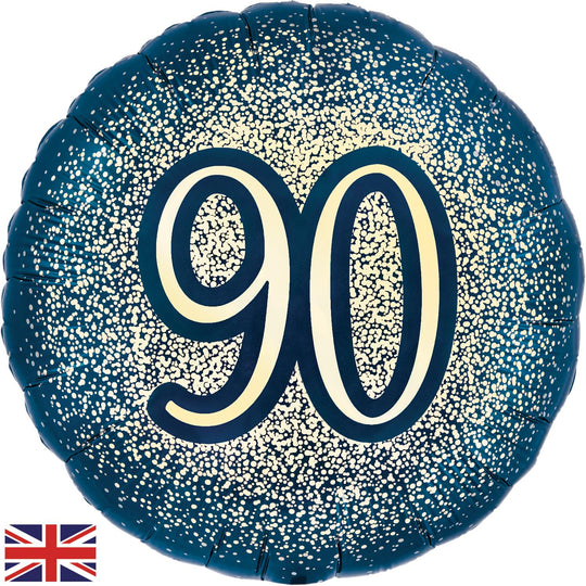 18" FOIL - 90th GLITTER BIRTHDAY - NAVY GOLD