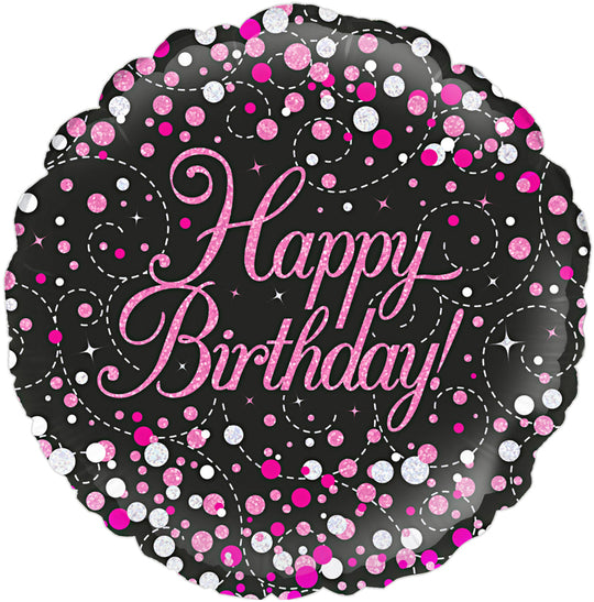 18" FOIL - SPARKLING FIZZ BIRTHDAY - BLACK & PINK