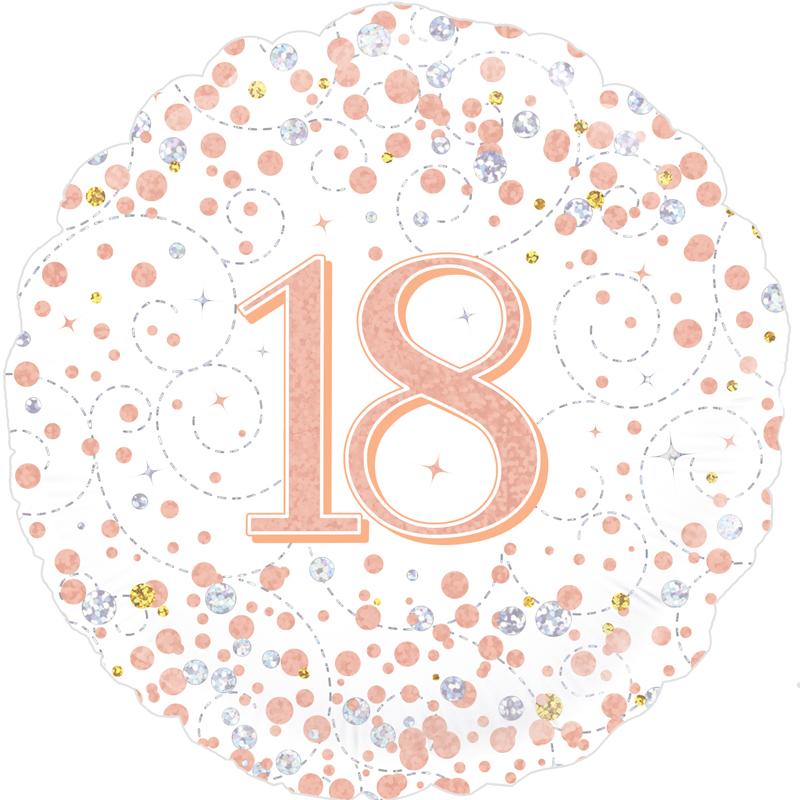 18" FOIL  - AGE 18 - ROSE GOLD SPARKLING FIZZ