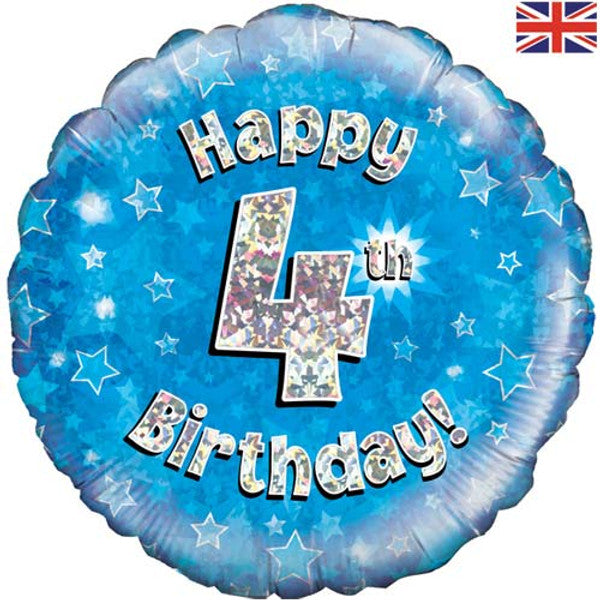 18" FOIL - HAPPY 4th BIRTHDAY - BLUE