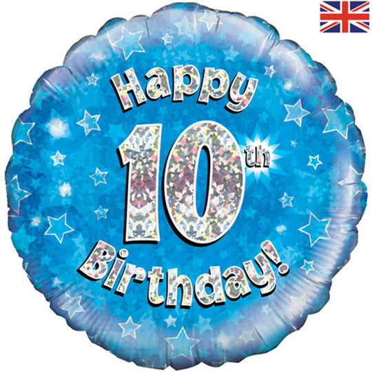 18" FOIL - HAPPY 10th BIRTHDAY - BLUE