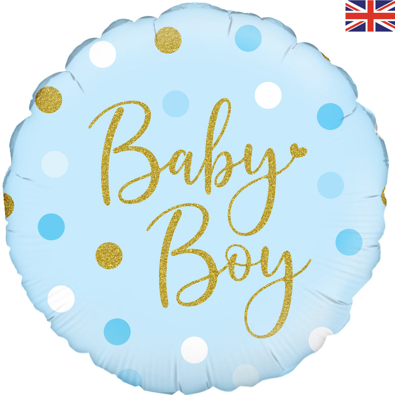 18" FOIL - BABY BOY - SPARKLING DOTS