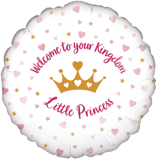 18" FOIL - WELCOME LITTLE PRINCESS HEARTS
