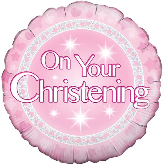 18" FOIL - ON YOUR CHRISTENING - PINK