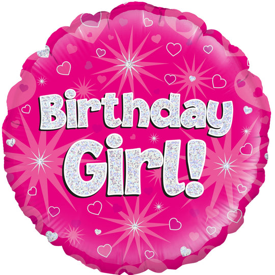 18" FOIL - BIRTHDAY GIRL! - PINK HOLOGRAPHIC