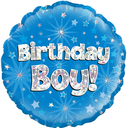 18" FOIL - BIRTHDAY BOY! - BLUE HOLOGRAPHIC
