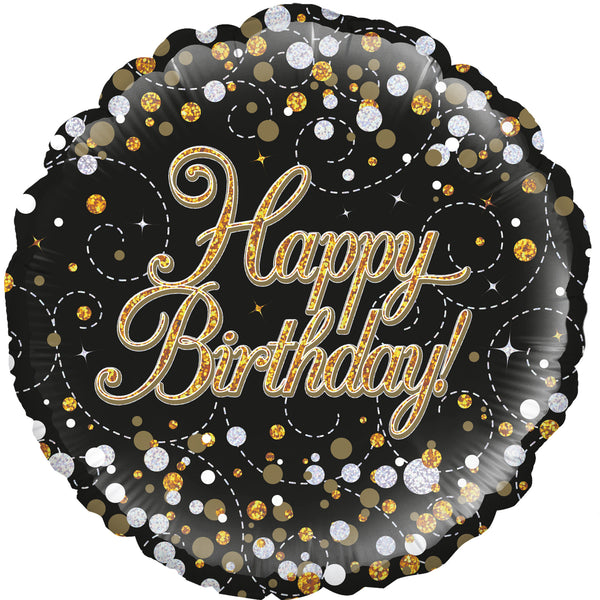 18" FOIL - SPARKLING FIZZ BIRTHDAY - BLACK & GOLD