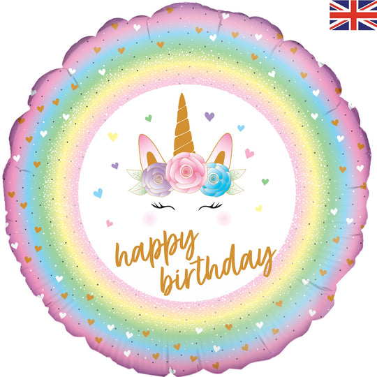 18" FOIL - FLOWERS UNICORN BIRTHDAY