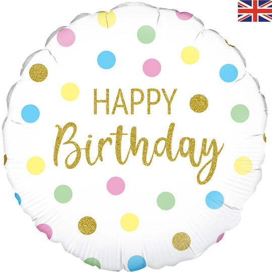 18" FOIL - HAPPY BIRTHDAY - PASTEL DOTS