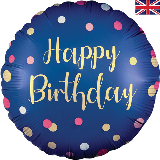 18" FOIL - POLKA BIRTHDAY - NAVY & PINK