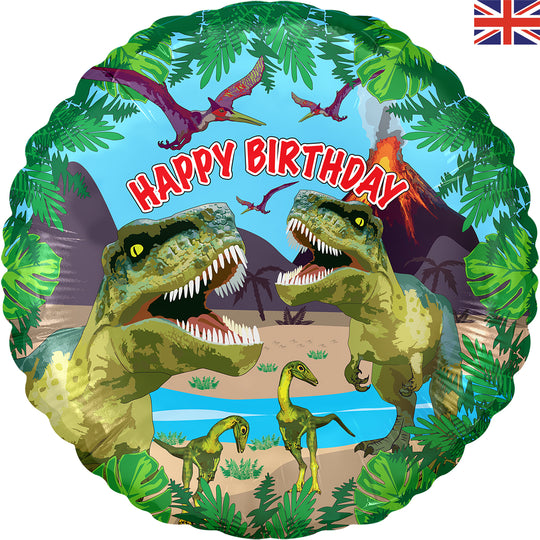 18" FOIL - HAPPY BIRTHDAY - JURASSIC DINOSAUR