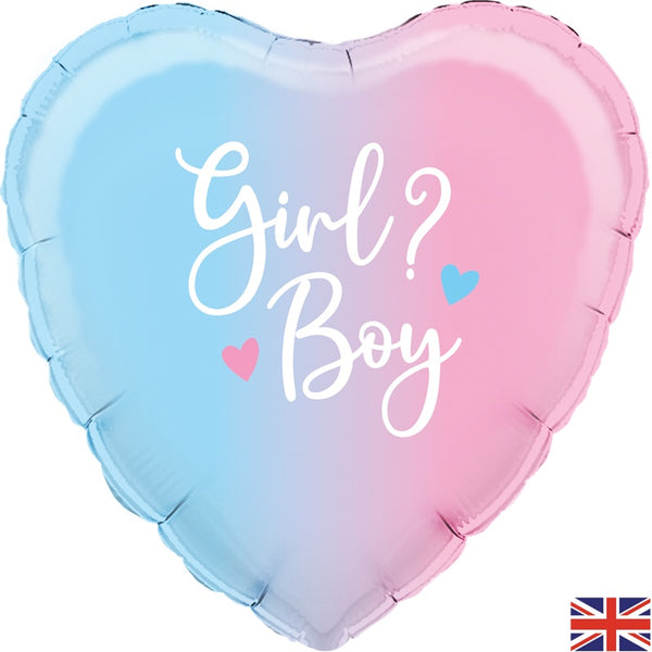 18" FOIL - GENDER REVEAL - OMBRE HEART